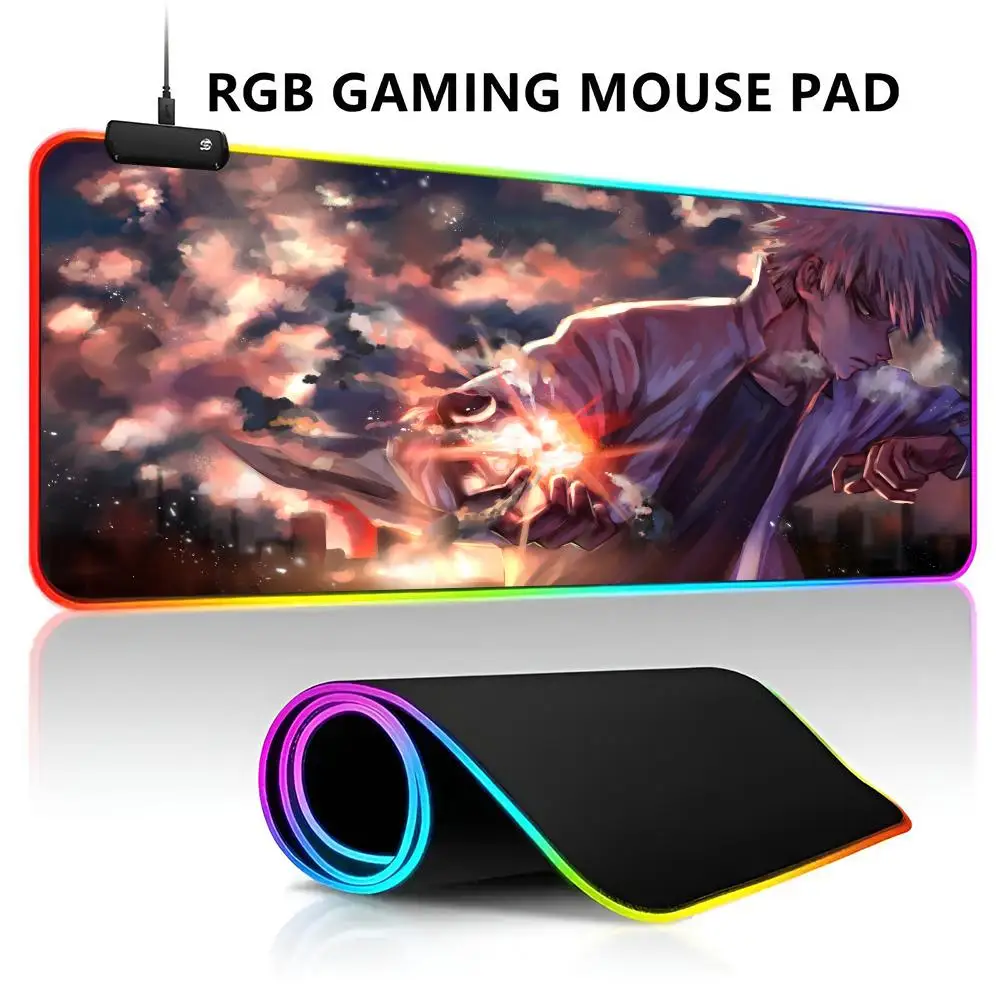 B-Bakugou K-Katsuki RGB LED Light Gaming Mousepad impermeabile Large Gamer Mouse Carpet Big Mause Keyboard Pad PC Desk Play Mat wi