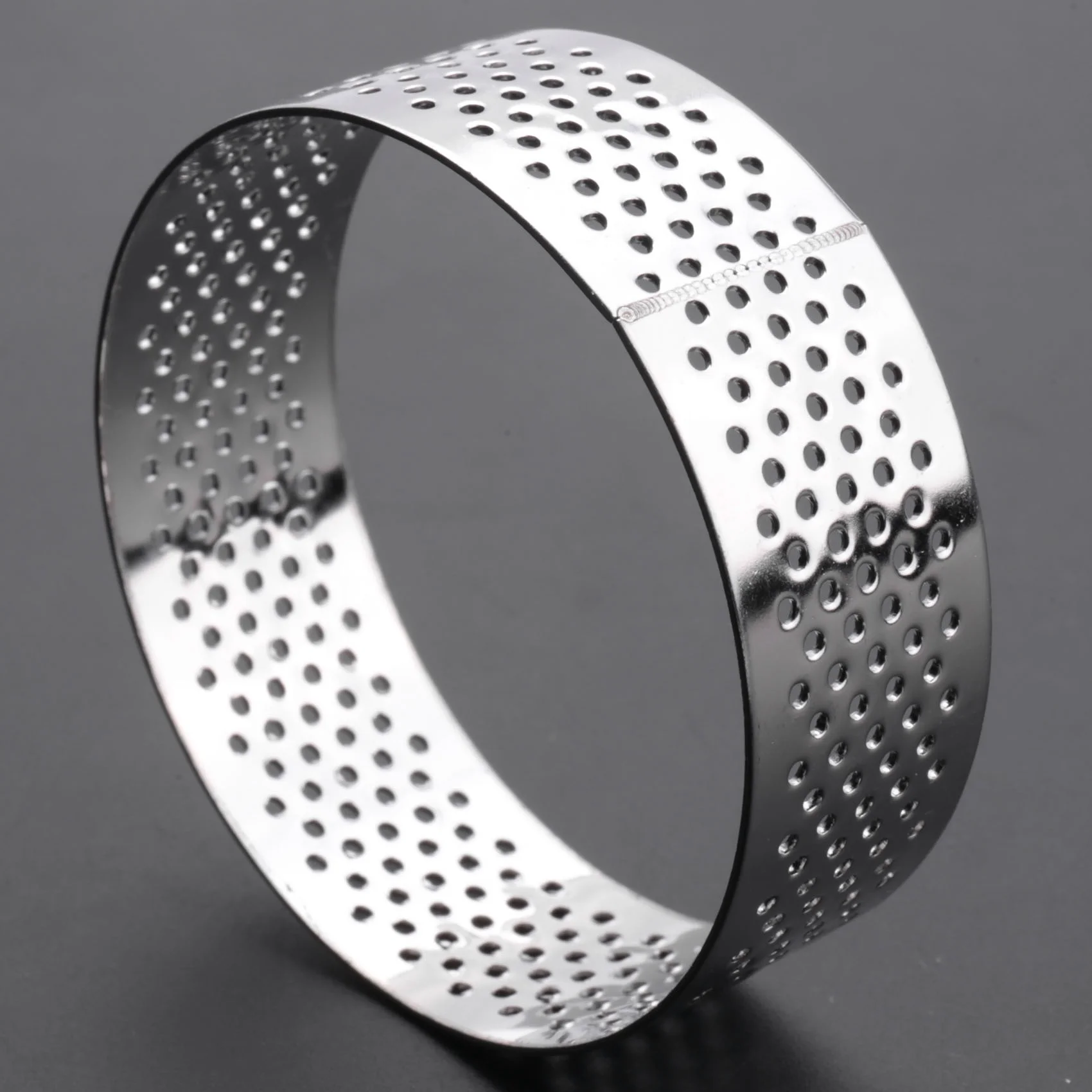 ABGE-10 Pack Stainless Steel Tart Ring, Heat-Resistant Perforated Cake Mousse Ring, Round Ring Baking Doughnut Tools