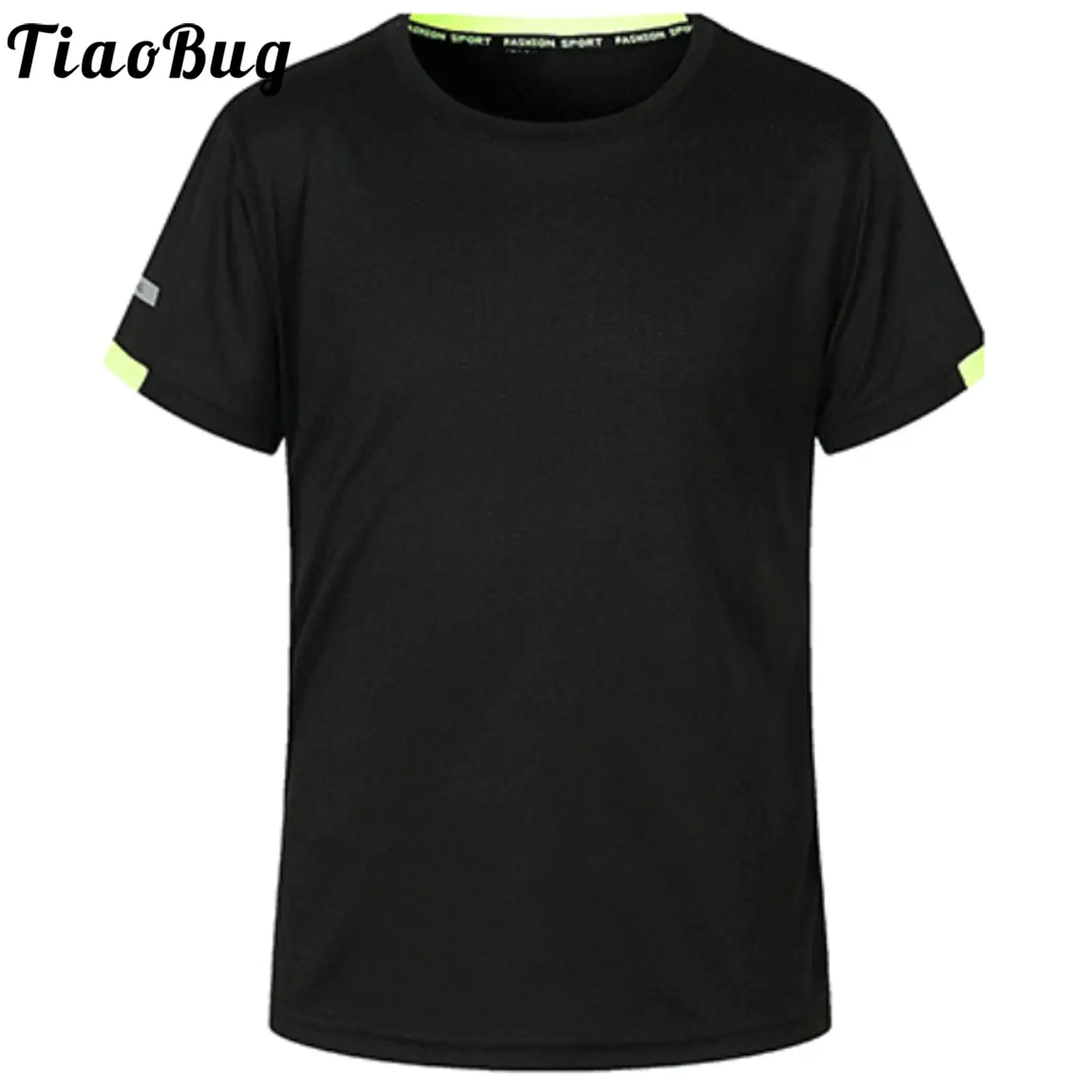 Summer Kids Boys Quick-drying Short Sleeve T-shirt Casual Wear Round Neck Sport Tops for Football Tennis Basketball Baseball