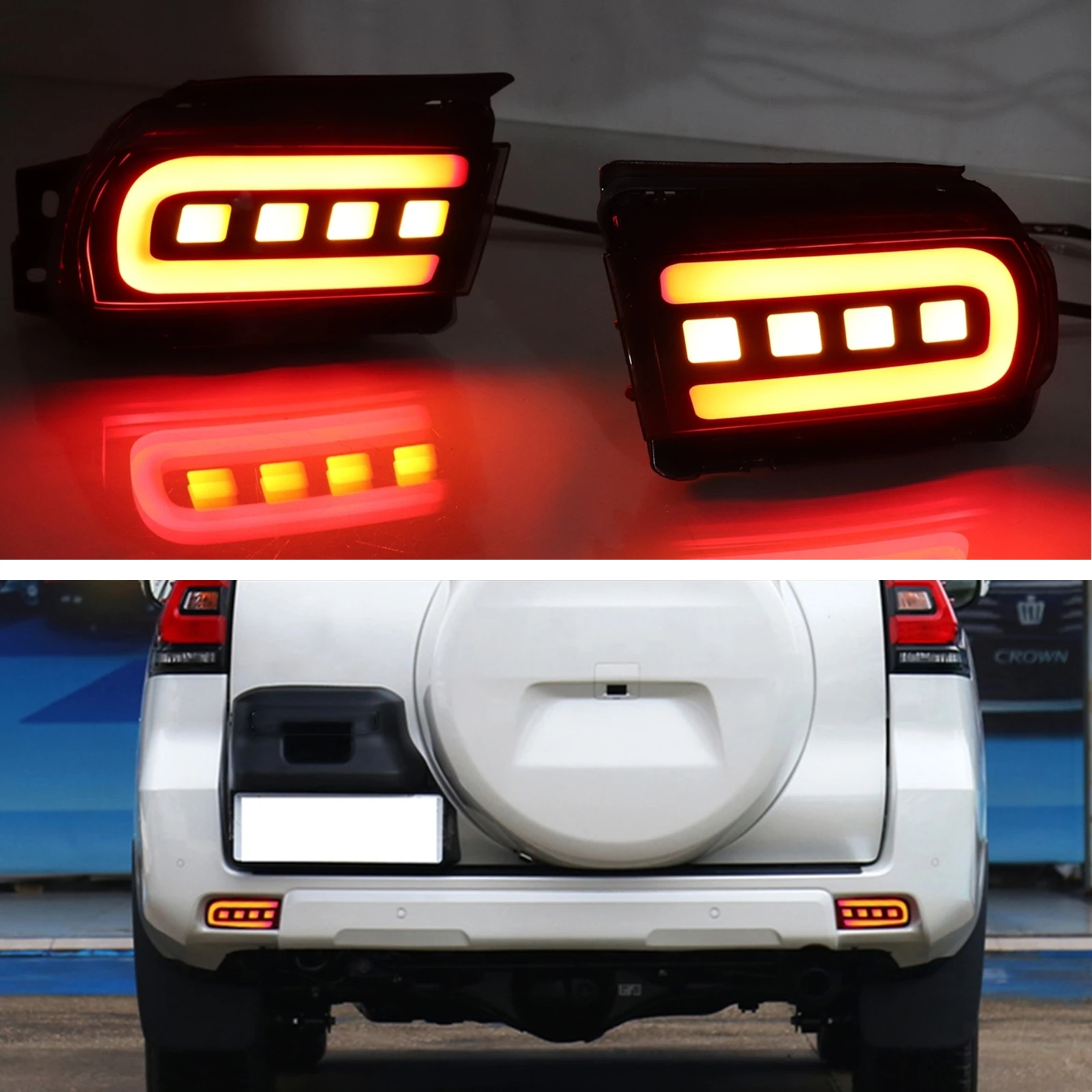 Rear Bumper LED Light Reflector Tail Turn Signal Indicator Bulb For Toyota Land Cruiser Prado 150 LC150 FJ150 GRJ150 2010-2021