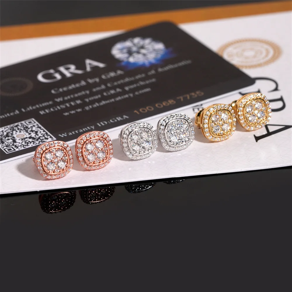 

Moissanite Stud Earrings for Men Luxury Women Full Moissanite Stud Earrings D Color Hiphop Men's Stud Moissanite Earrings