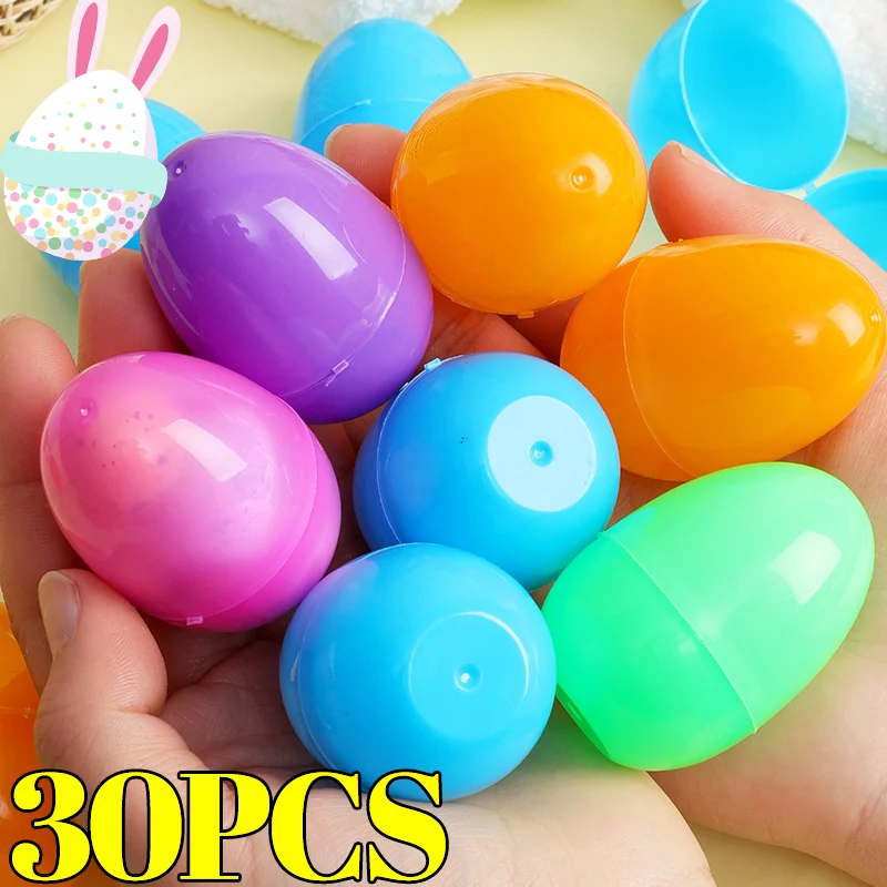 10-30pcs Colorful Fillable Easter Eggs Candy Gift Packaging Boxes Opening Empty Eggs Shell Easter Party Hunt Game Props Kids Toy