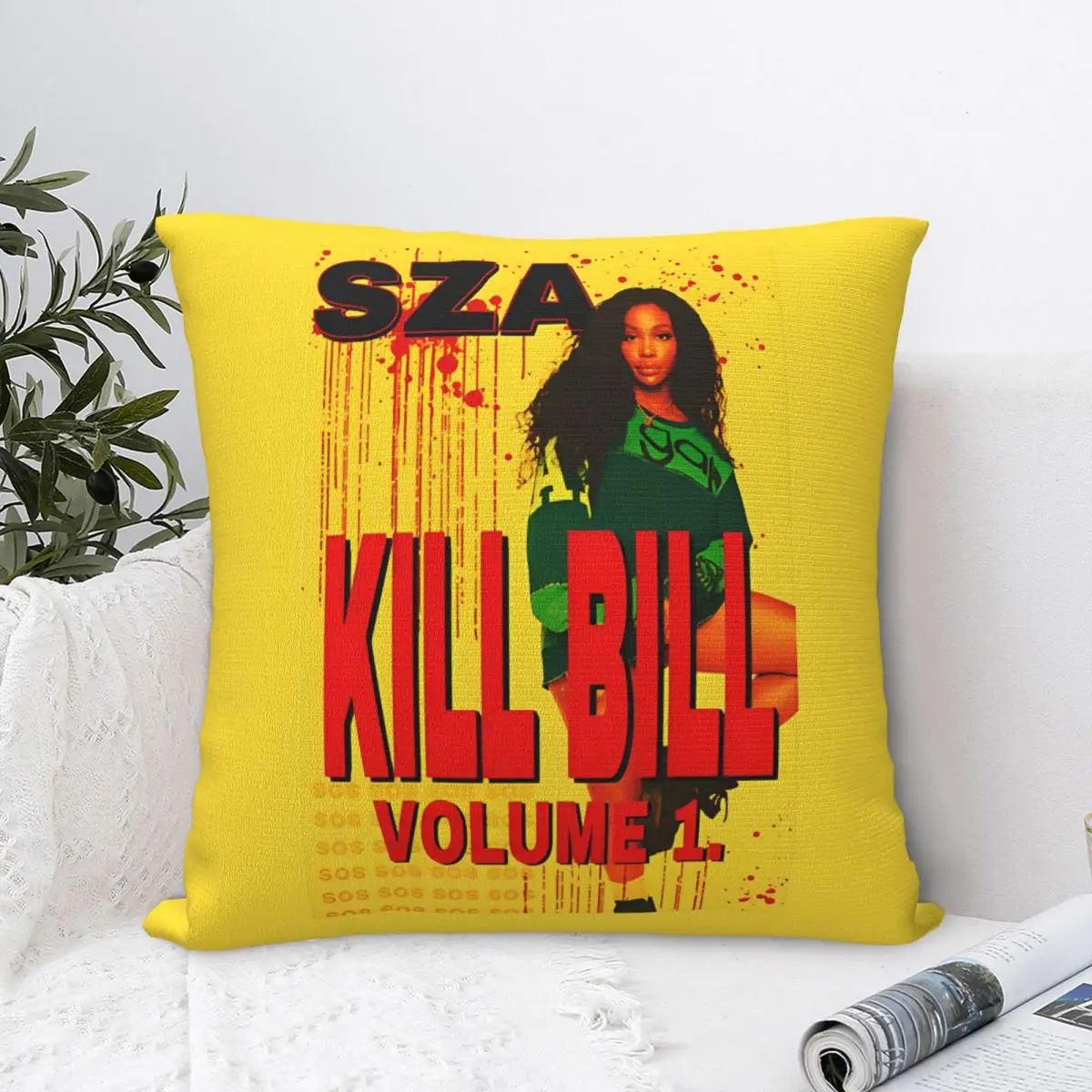Kill Bill! Square Pillow Case Throw Pillow Rapper SZA SOS Vintage Punk Hip Hop Funny Cushion Covers