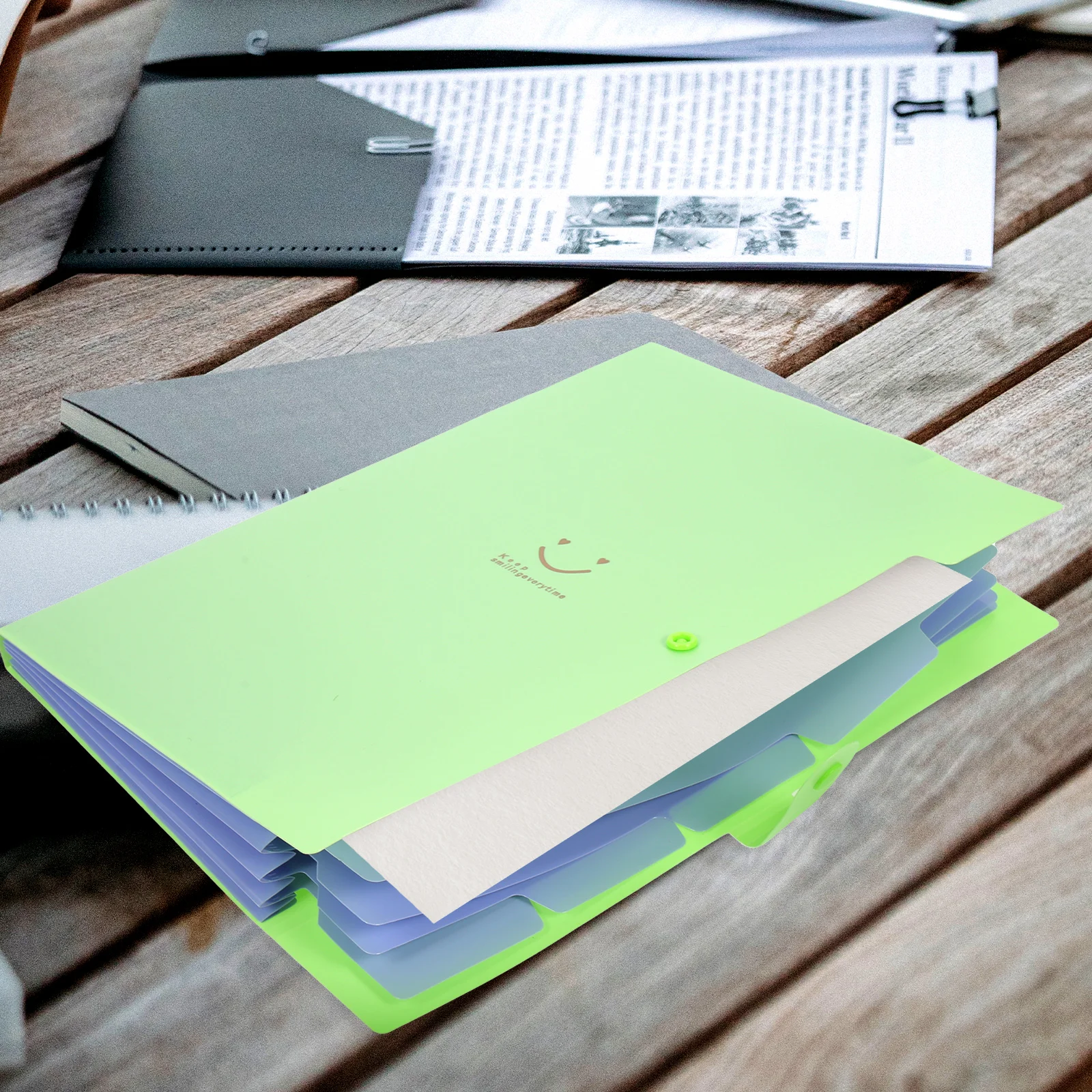 

5 Pcs Document File Folder 5 Pockets Accordion Style Durable Plastic With Secure Snap Closure For Easy Organization