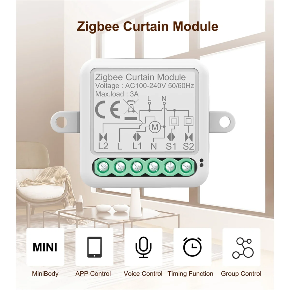 ABGN Tuya Zigbee Smart Curtain Switch Module Intelligent Circuit Breaker Support APP Remote Control for Curtain Switch