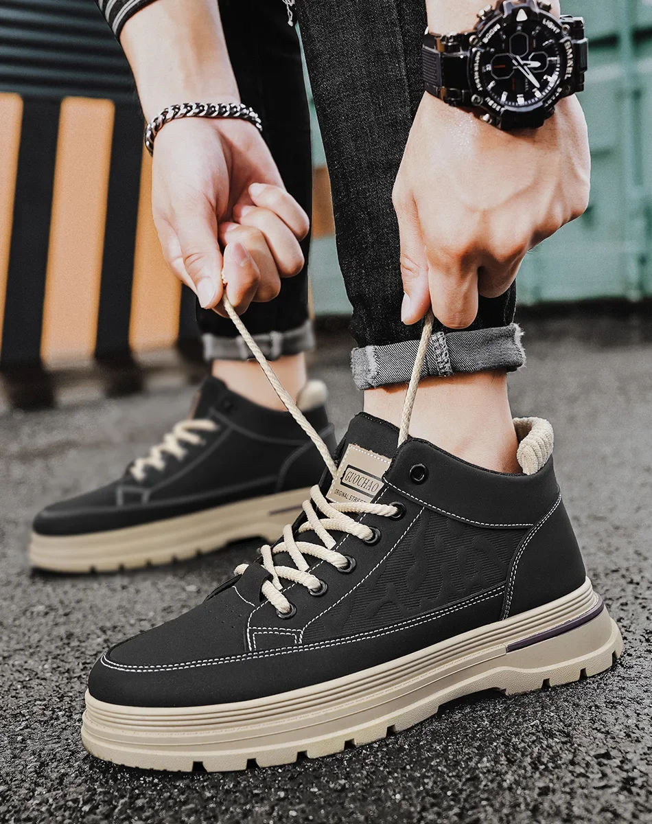 شتاء جديد أحذية رجالي الكلاسيكية الرجال الرجعية حذاء من الجلد موضة مقاوم للماء عدم الانزلاق عالية الجودة حذاء كاجوال العمل والسلامة الأحذية بوتاس Hombre