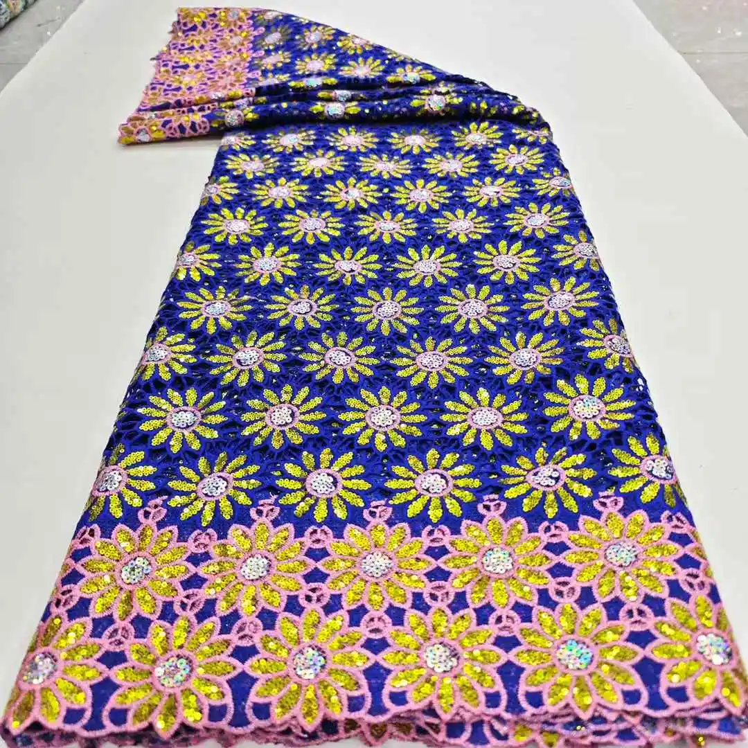 アフリカ ギピュールコードレース生地 2025 高品質 スパンコール付き 水溶性レース生地 刺繍 ウェディングドレス用