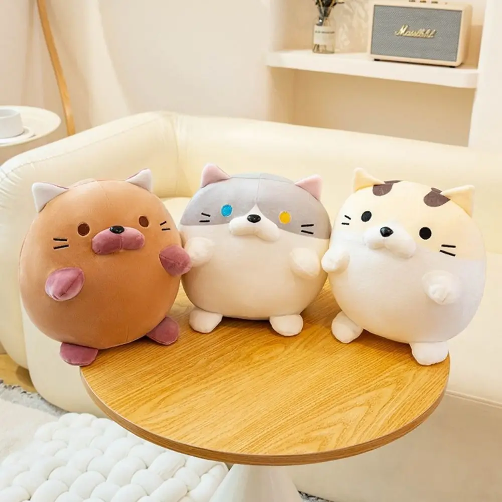 Cat Circular Kitten Ball Nap Pillow Cartoon Fluffy Kitten Ball Table Rest Pillow Cute Soft Kitten Ball Plush Pillow Library