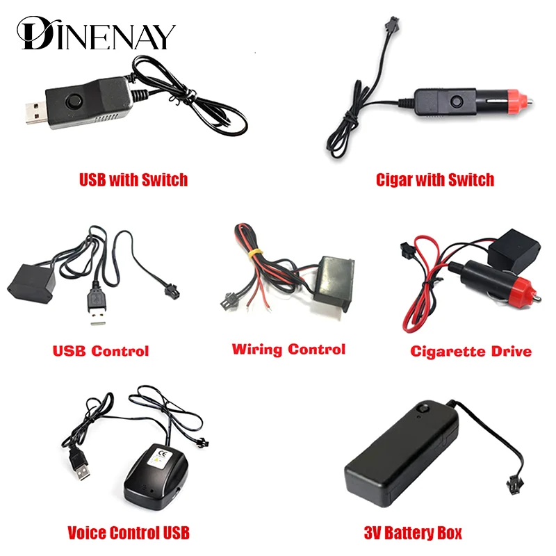 Battery Driver Inverter Car Cigarette Controller EL Wire Splitter Connectors EL Wire