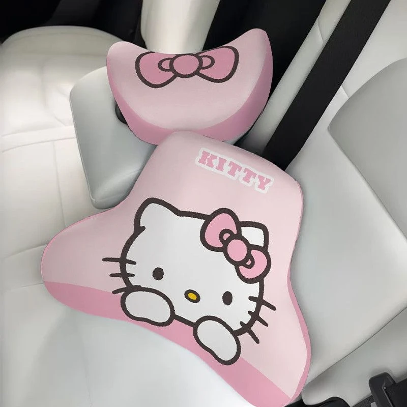 

Милый Hello Kitty аниме Kawaii Sanrio Ins модный автомобильный подголовник милая мультяшная подушка для шеи поддержка талии подарки для девочек