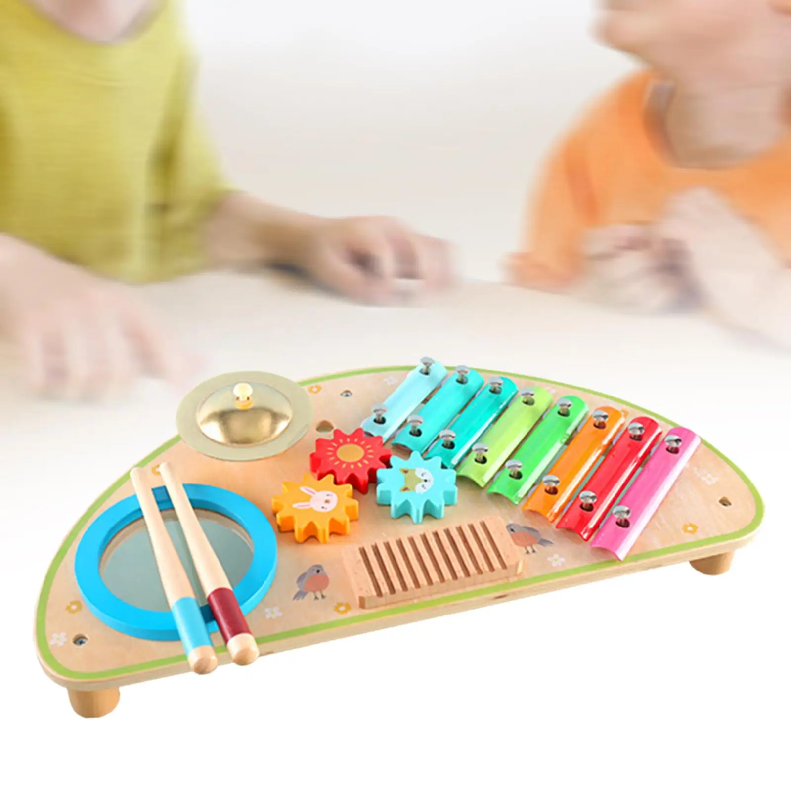 Wooden Xylophone Toddlers Drum Set Kindergarten Creativity Musical Instrument Toy for Toddlers Ages 3 4 5 6 Years Old Boy Girl