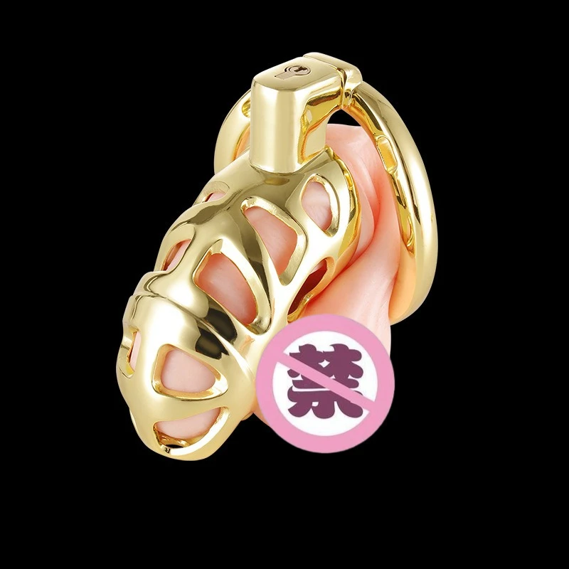 Adult sex toys men's metal gold chastity lock CB lock flirting ring masturbation restraint alternative toys sexy toys for men