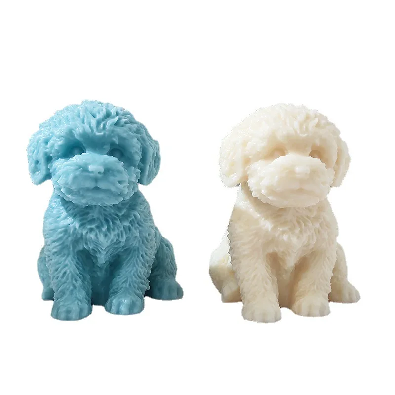 Big Sitting Teddy Dog Silicone Crafts Mold 3D Cute Puppy Scented Candle Gypsum Resin Cement Mold Hand Soap Chocolate Baking Tool