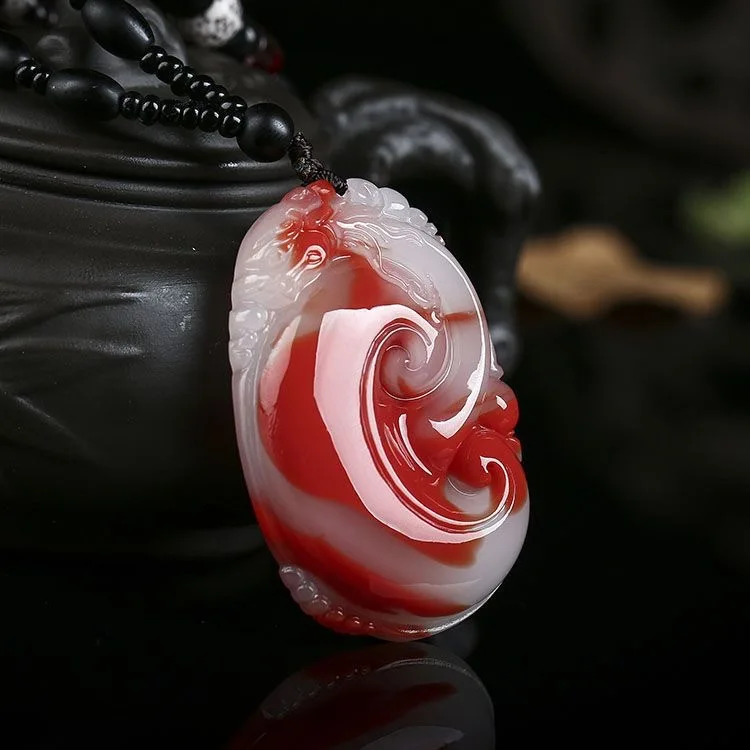 

Кулон из нефрита «Куриная кровь» из Синьцзяна, материал из Внешней Монголии, нефритовый кулон «Руи» для мужчин и женщин