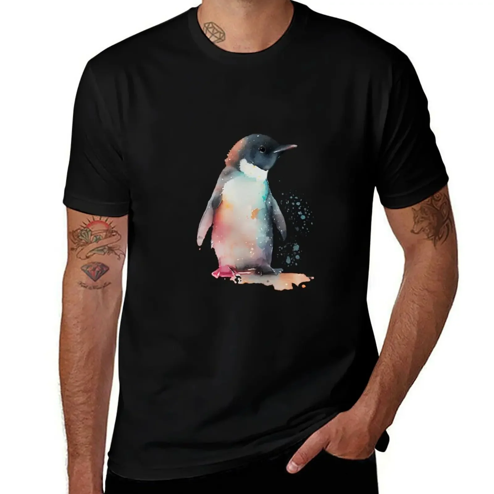 

Adorable watercolor penguin T-Shirt valentines clothes anime t shirts mens graphic t-shirts hip hop