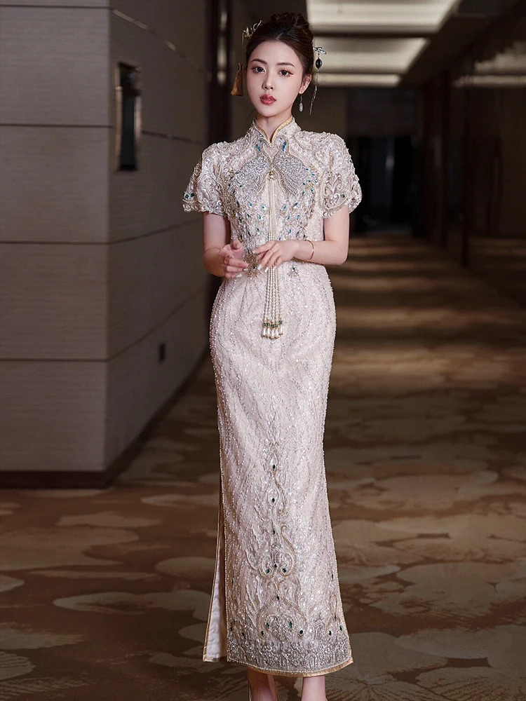 

New Chinese Sle Wedding Thank You Dr 2025 New Heavy Work Marriage Dinner Booking Women Summer High End Feeling