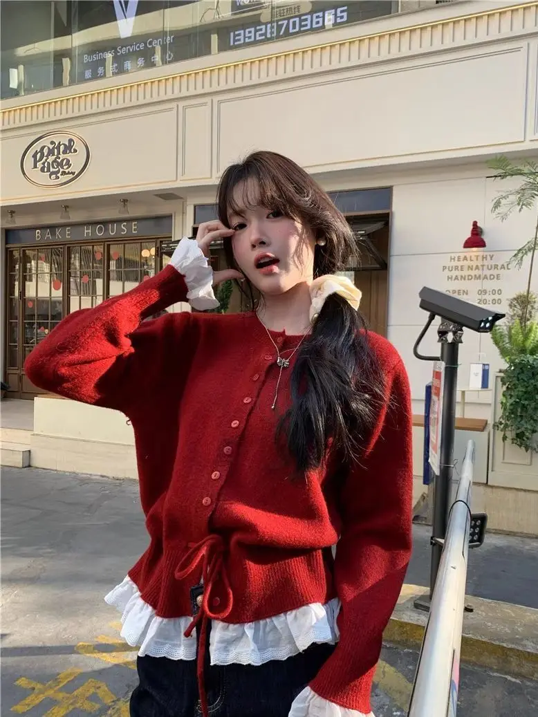 

Свитера Джемперы Кардиганы Женский кардиган Y2K Женская модальная рок-группа Графический асимметричный подол Концерт Фестиваль Сценическое представление