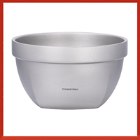 Ultralight Ti Double Layer Bowl for Outdoor Camping Picnic Rice Salad 500ml Capacity Heat Resistant Portable with Storage Bag