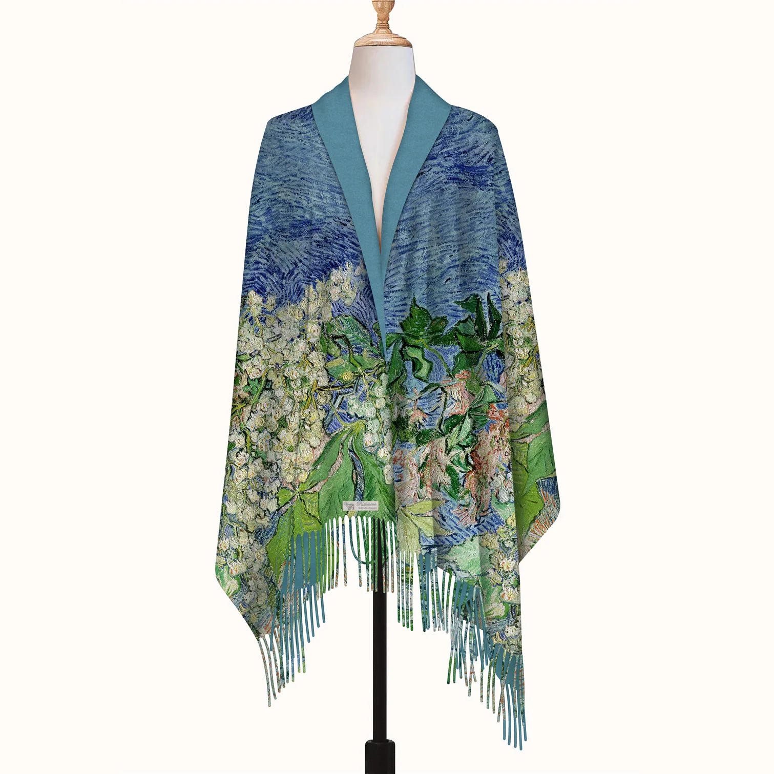 

Весенний шарф из искусственного кашемира с французским имитацией, шаль 200x70 см с художественным нежным узором, гладкий, простой в уходе, для свиданий и повседневного использования