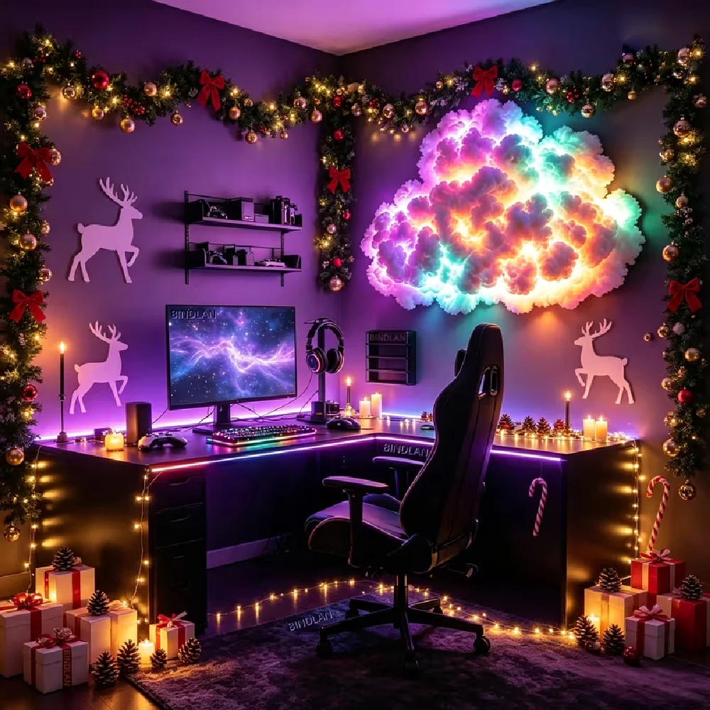 New Christmas Decoration Light 3D Thunder Cloud Lamp With Remote Control Halloween Christmas Holiday Decor Gaming Ambient Light