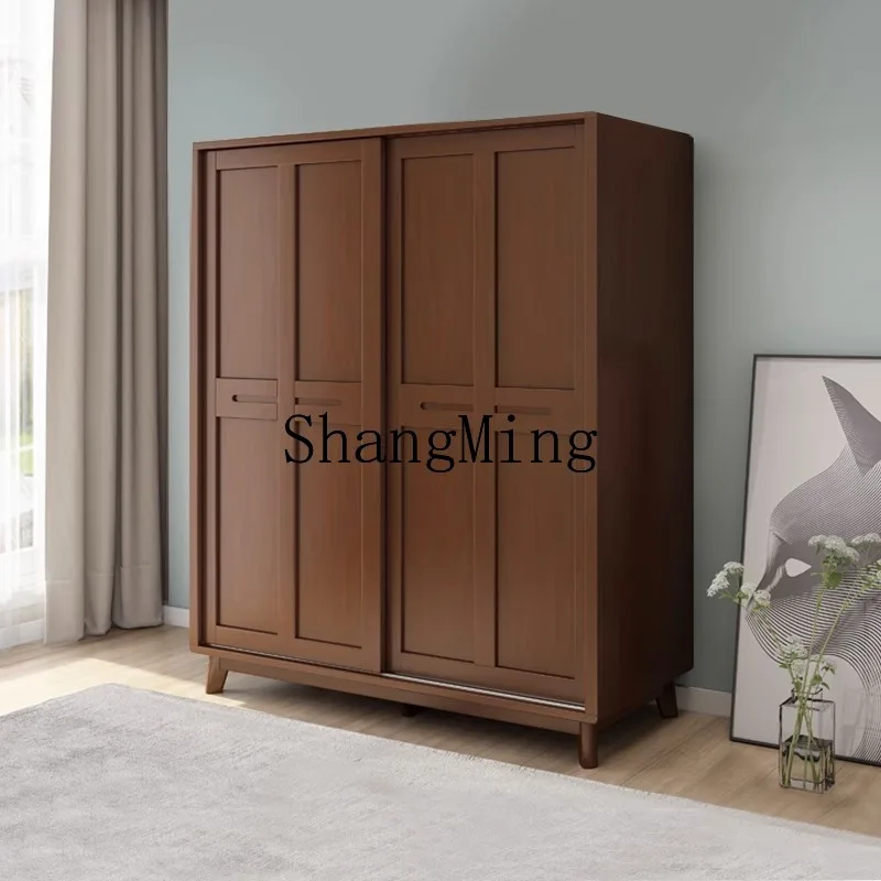 

SM new exquisite fashion solid wood sliding door wardrobe modern simple home master bedroom sliding door simple wardrobe