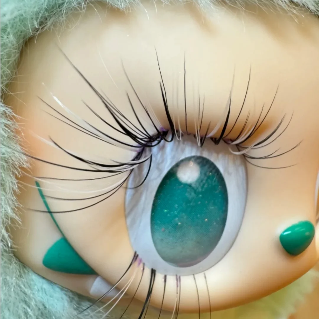 Accesorio de pestañas Labubu, imita pestañas postizas reales para decoración de cara de muñeca, mejora de detalles de maquillaje de ojos de mini muñeca