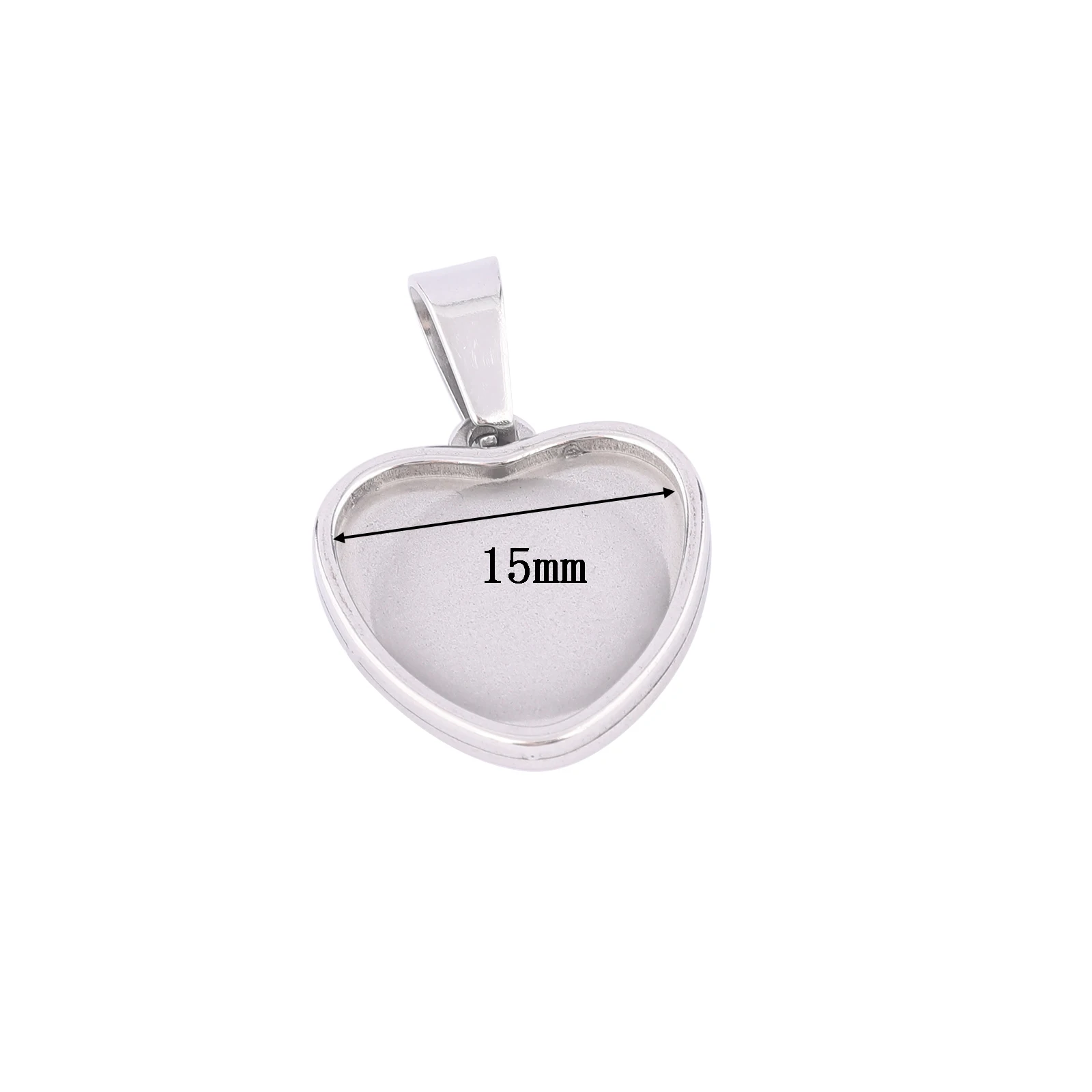 10pcs Stainless Steel Fit 15mm Heart Cabochon Base Setting Trays Diy Bezel Pendant Necklace Blanks For Jewelry Making Supplies