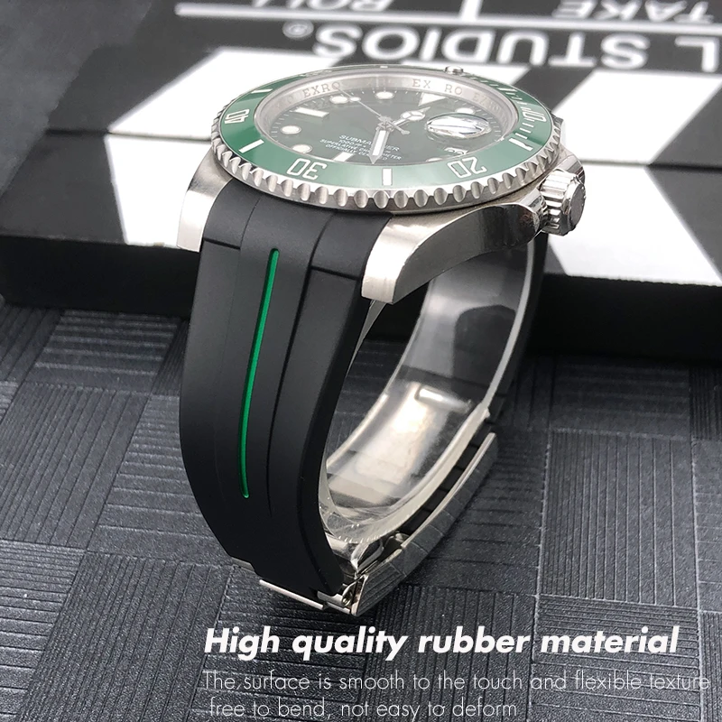 19mm 20mm Rubber Watchband Fit for Role Submariner GMT Explorer Milgauss Date Just Camouflage Color Watch Band Silicone Strap