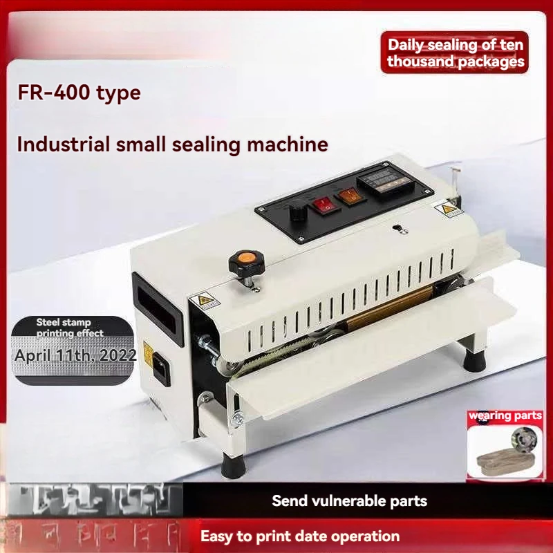 FR-400 Horizontal Auto Continuous Bag Sealing Machine Plastic Bag  Sealing Machine Sealer Electric Bag Sealer Date Printing