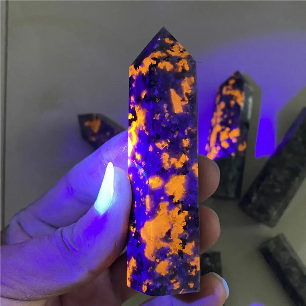 Natural Yooperlite Quartz Obelisk Crystal Point Wand Reiki Healing