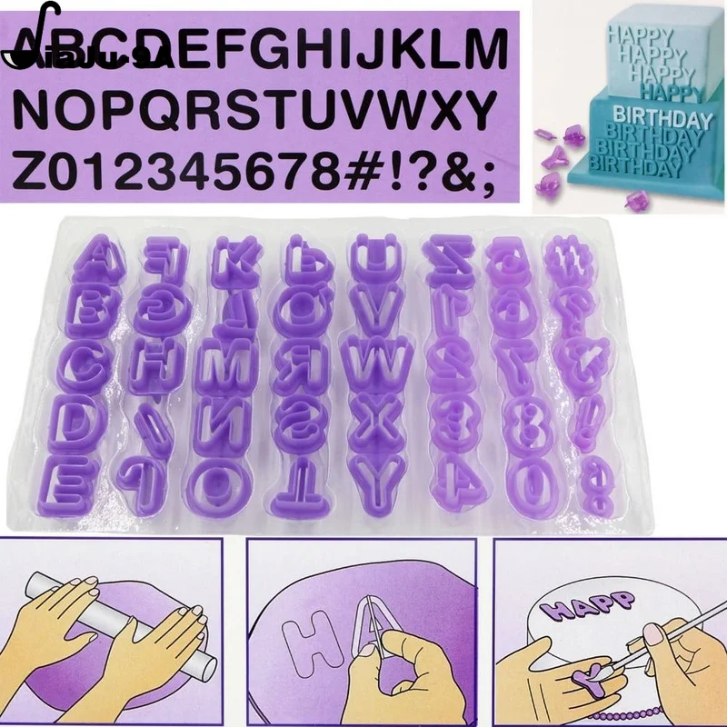 40Pc/Set Alphabet Letter Number Fondant Cake Cookie  Baking Mould Cookie Cutters Cake Decorating Tools Accessories Cookie Stamp