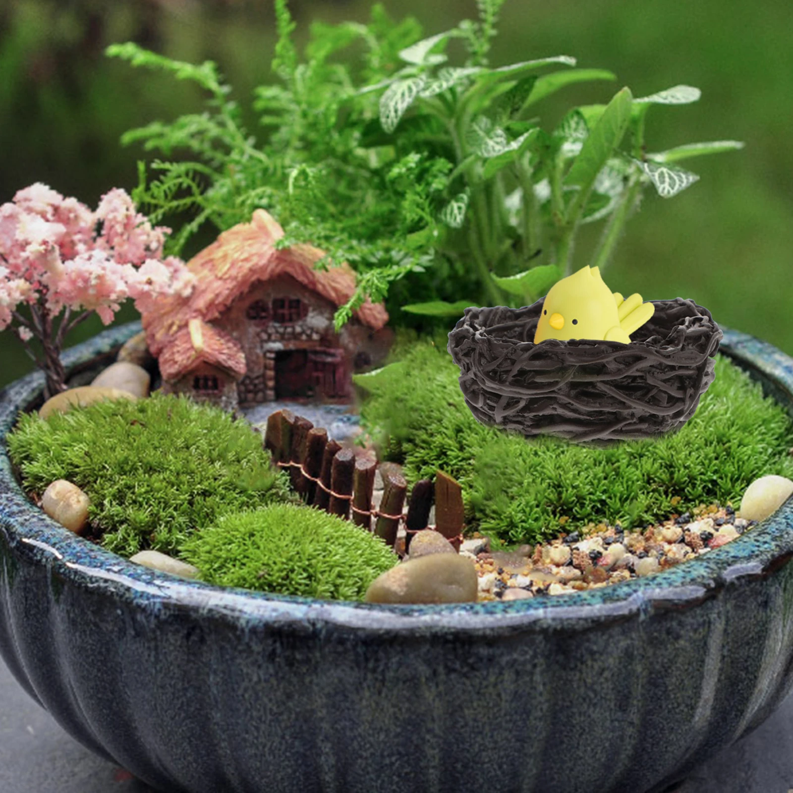 

10 Pcs Simulation Bird's Nest nament Mini Brown Resin Artificial Decorative Model L scaping Accessories for Balcony Yard Garden