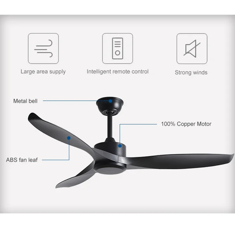 Modern 42 Inch 52 Inch ABS 3 Blades DC 35W Motor Home Decorative Remote Control Low Floor Mute Ceiling Fan