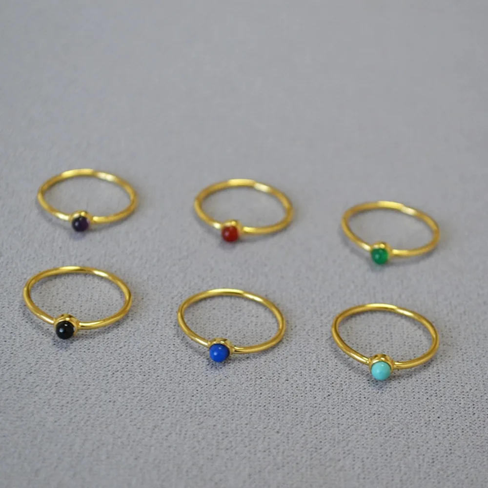 

Japanese Korean Style Classic Fashion Simple, Compact, Delicate, Gold-plated Brass Inlaid with Stones, Everyday Style, Stackable