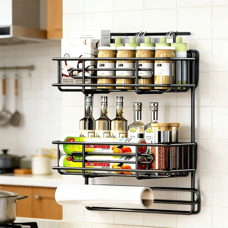 

1 Refrigerator Storage Rack, Multi-Layer Design, Categorized Storage, No Drilling Required, Thickened Carbon Steel Material, Not Easily Damaged, Kitchen Organization and Storage