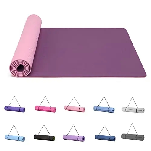 Good Nite yogamat-antislip en gestructureerd 183x61cm 6/10mm dik met draagriem TPE-materiaal