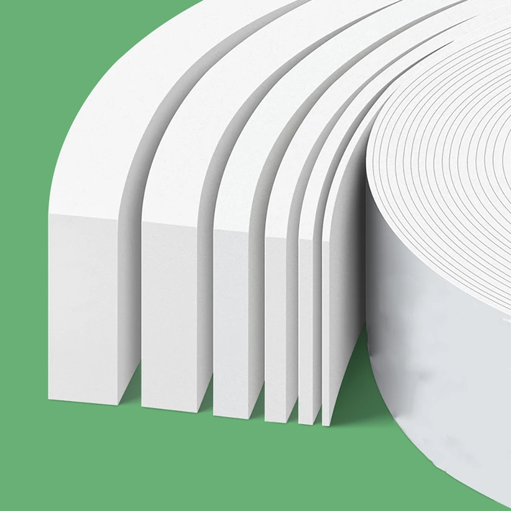 2 Meters 10 Meters White EVA Foam Strip with Adhesive Sponge Strip Self-Adhesive Rubber Strip Sealing Strip Thick 1mm-10mm