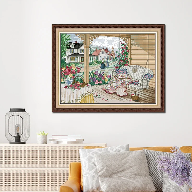 

Joy Sunday Cross Stitch Kits Villa Life Patterns Printed Counted Aida Fabric 16/14/11CT Art Craft DIY Embroidery Kits Home Decor