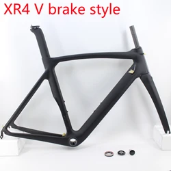 Newest XR4 700C Racing Road Bike Matt UD Full Carbon Fibre Bicycle Frame Carbon Frame Seatpost Fork Double Hole V Brake style