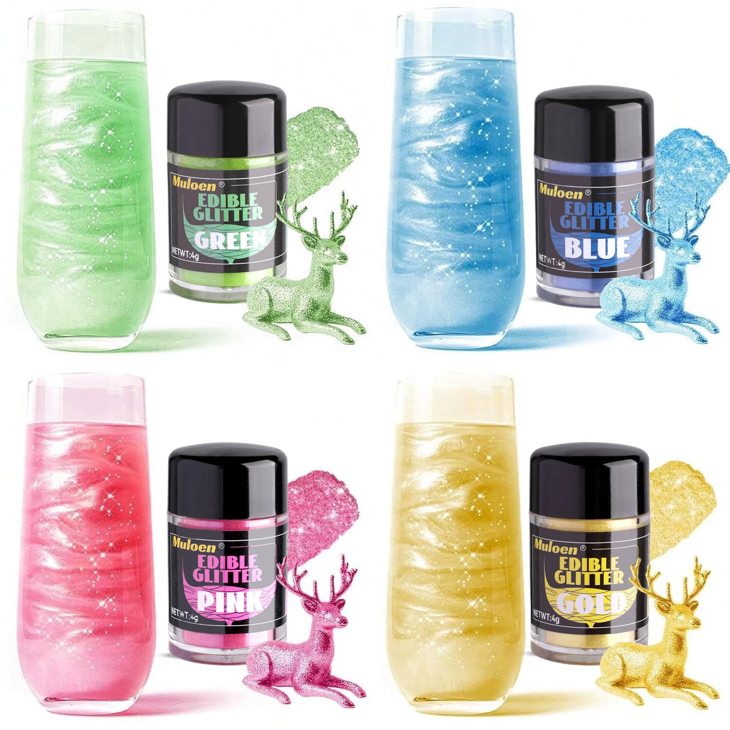 Essbares Glitzerpulver, Essbarer Glitzer für Getränke, Keks-Dekorationszubehör, Cocktails, Kuchen-Dekoration, Backen, Pralinen