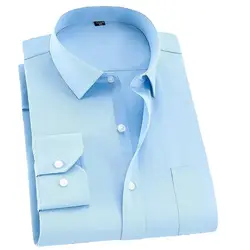 6XL 7XL 8XL Colore Puro Plaid/Camicia A Righe Camicia A Maniche Lunghe per Gli Uomini Lavorano Casual Slim Fit Shirt Da Uomo Abbigliamento button Up Camicia