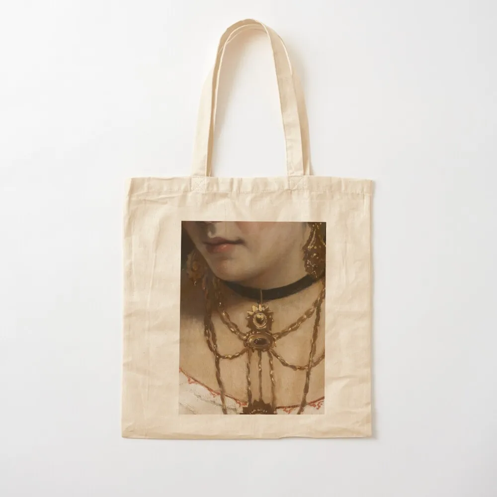 Woman Wearing Chocker Renaissance Painting Tote Bag female bag Canvas bag women 2