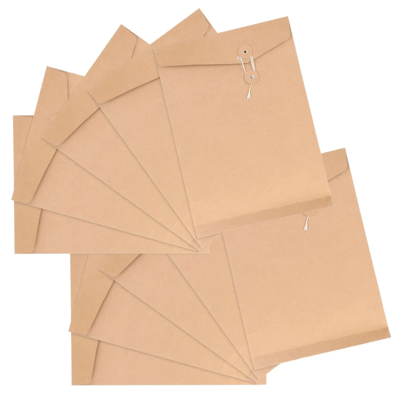 10pcs Kraft Document Folder Bag A4 Document Envelope File Folder String Closure ganizer Home Office School Business Use