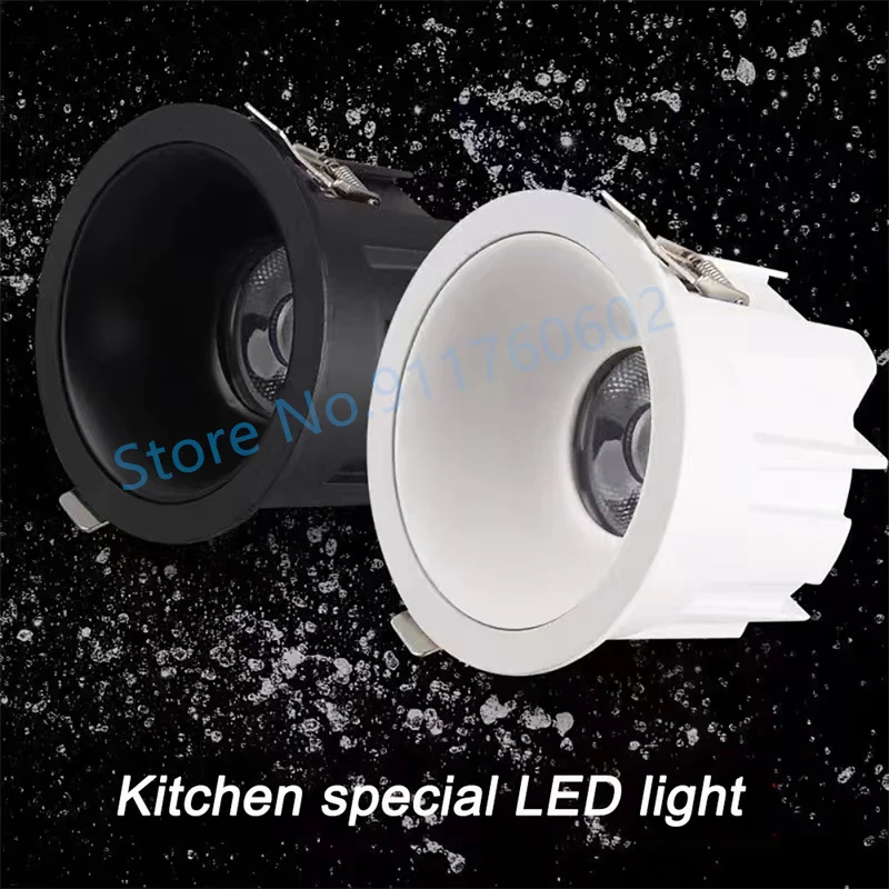 Waterproof IP65 LED COB Downlight 7W 12W 15W 18W 20W 24W Applicable to Kitchen Bathroom deep Anti glare IP65 COB Spotlight