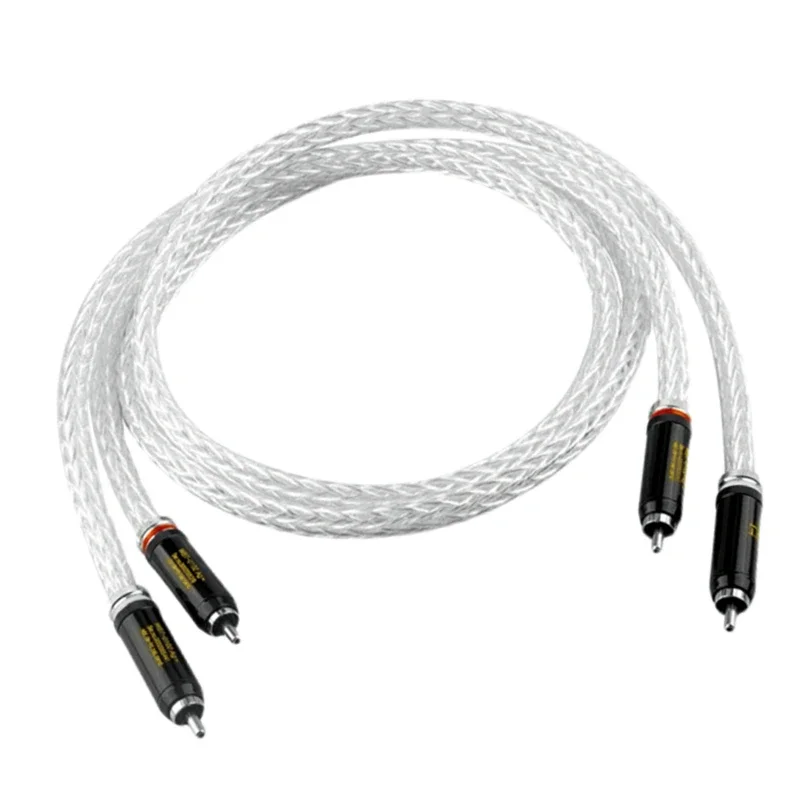 

8AG 16 Strands OCC Silver Plated RCA Cable 2RCA Male Plug To 2RCA Male Plug HiFi Audio Amplifier Interconnect Signal Cable