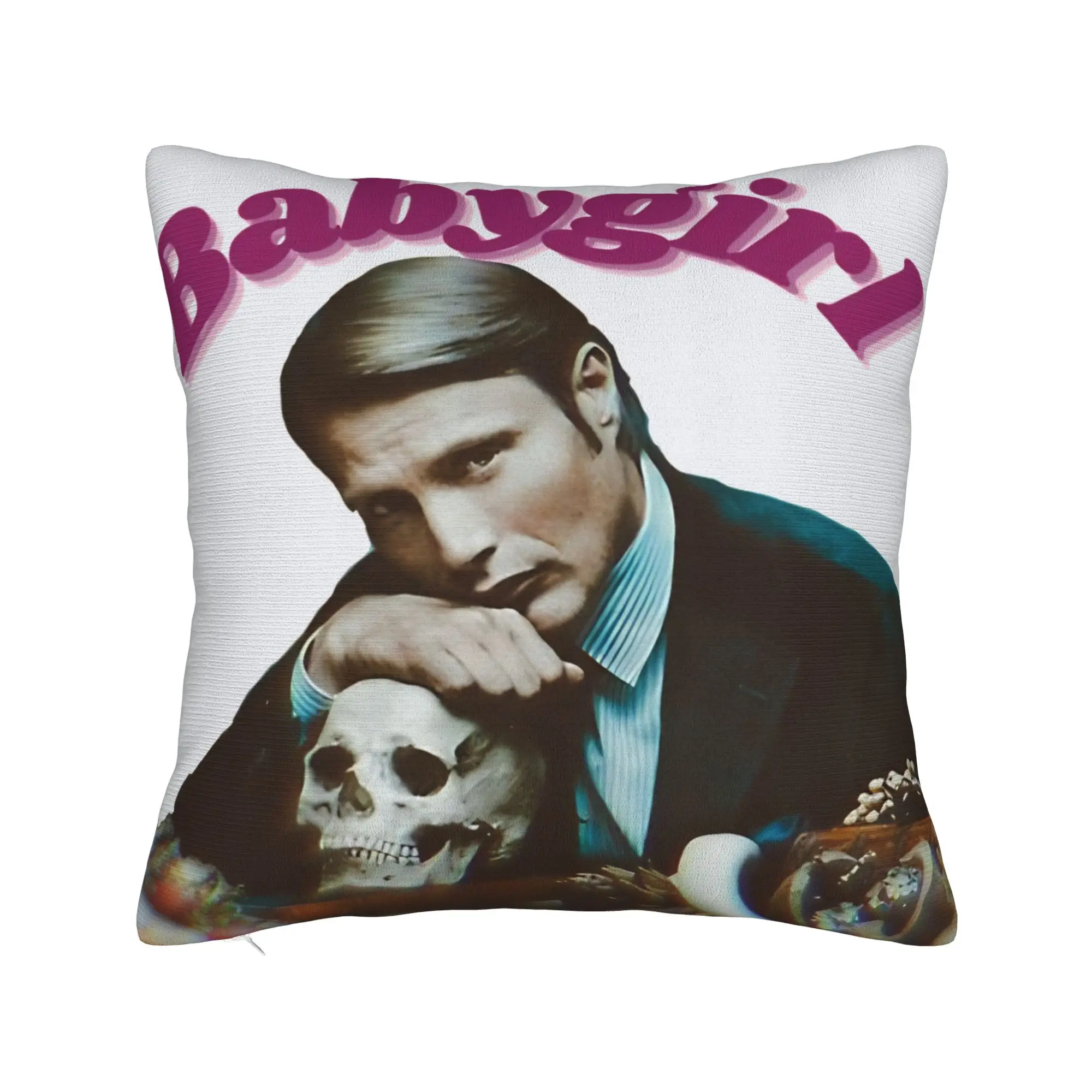 Pillow Cover Mads Mikkelsen Hannibal Babygirl  Retro Trendy Pillow Case For Couch Sofa Bedroom Pillowcases