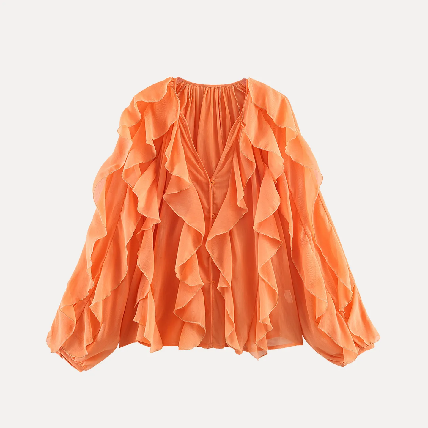 

Faionable Decorative irt Women's Sle Layered Design V-Ne Long Sve Loose Fit Casual Ele Personali Winter 2025