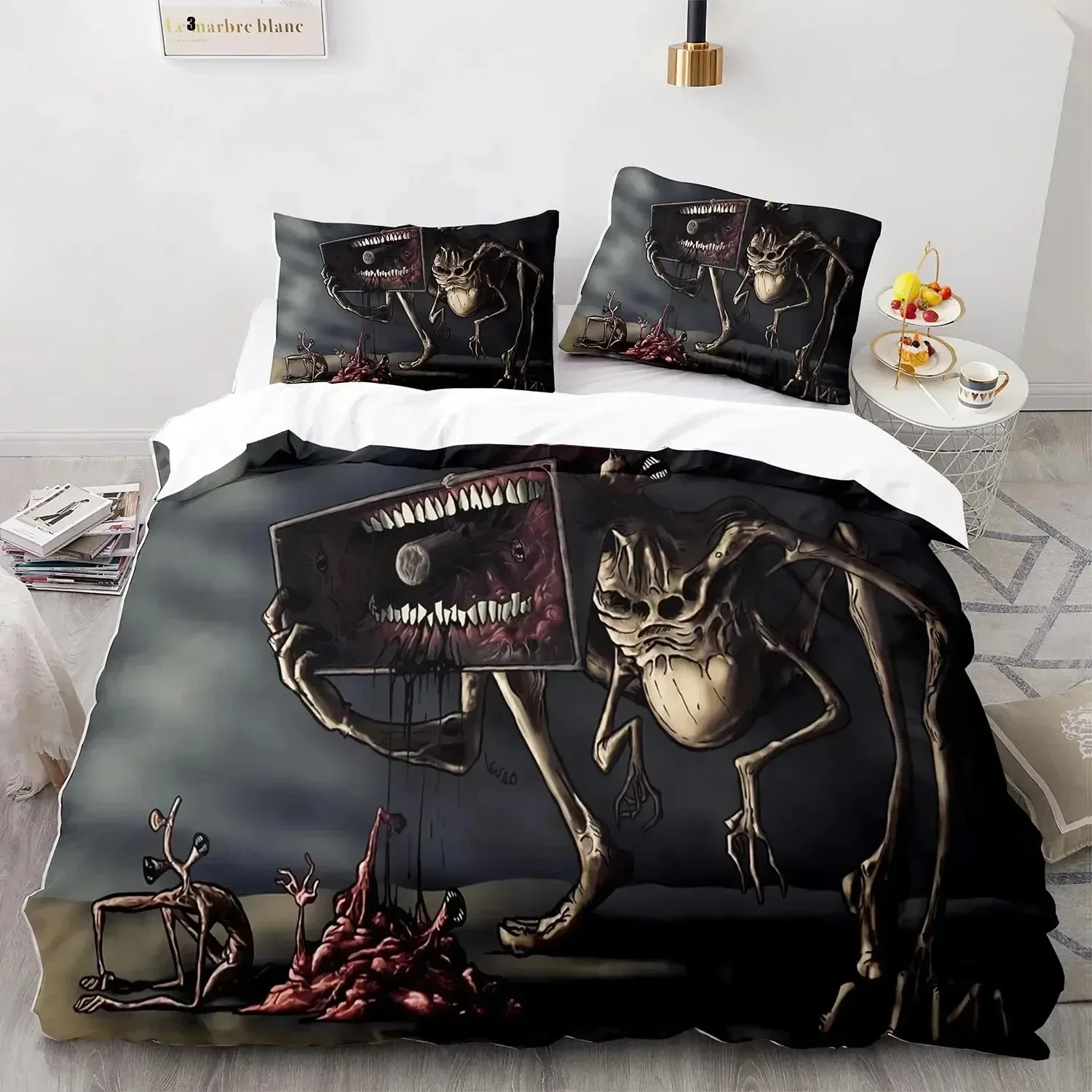 

Siren Head Bedding Set Single Twin Printed Bed Set With Pillowcase Duvet Cover Soft Queen King Size Bedclothes Home Aldult Boys