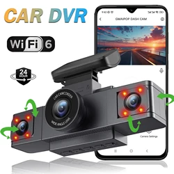3 Channel Dash Cam WiFi Video Recorder Three Lens Car Camera with Rear View DVR 24H Parking Monitor Black Box car accessories