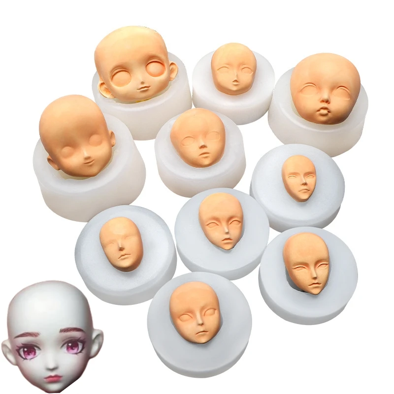 3D Baby Face Silicone Molds Human Facial Mould DIY Doll Modified Accessories Polymer Clay Head Sculpey Cake Decor Handmade Tools